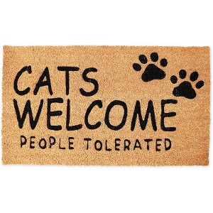 Juvale Cats Welcome People Tolerated Doormat (Coconut Coir) - 1 of 4