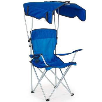 The Lakeside Collection Folding Chair with Cover - Beach Chair with Canopy Shade