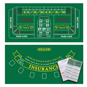 GSE 36" x 72" Double-Sided Casino Layout Felt, Las Vegas Style Tabletop Mat for Parties, Home Entertainment, Poker Game Night - 1 of 4