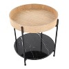 NicBex Wooden Top Mesh Border End Table with Metal Legs and Rattan Insert for Living Room - 2 of 4
