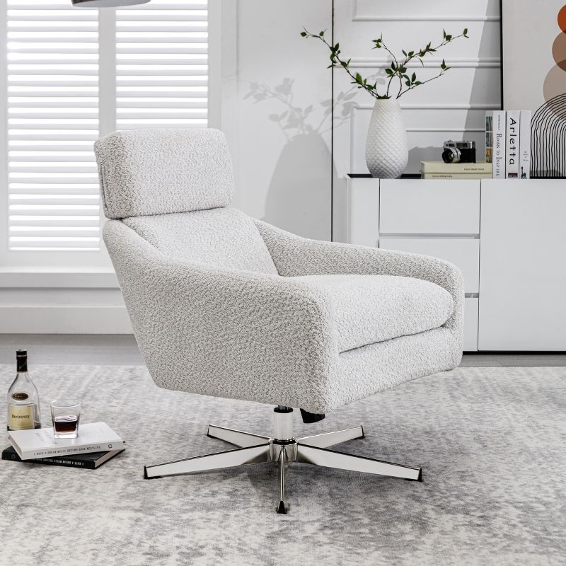 Baymax Adjustable Backrest Height Swivel Lounge Chair with Ottoman,Comfy Leisure Sofa Club Reading Chair-Maison Boucle, 4 of 11