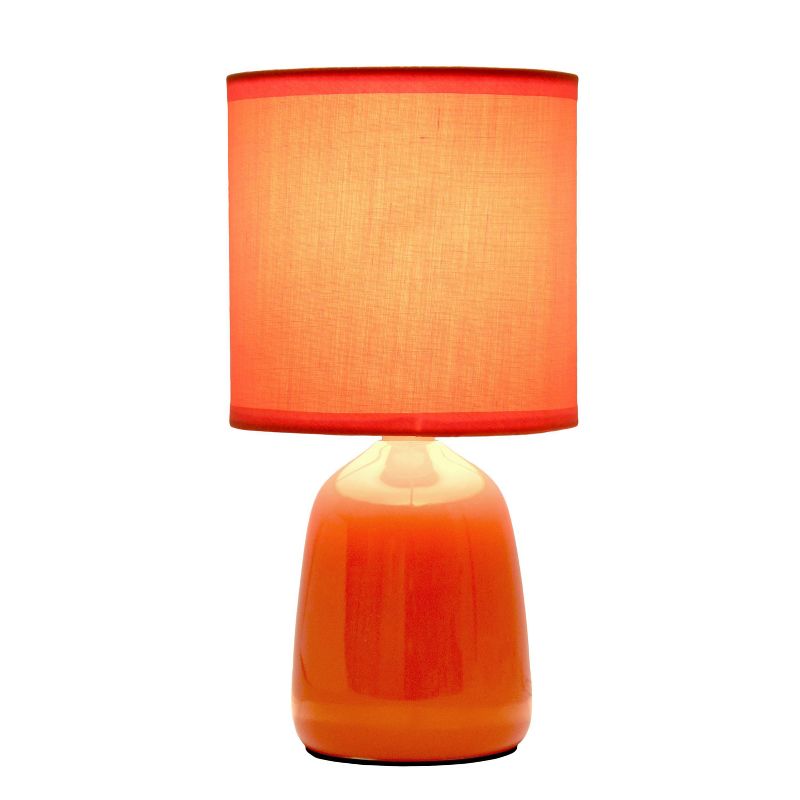 10.04" Traditional Ceramic Thimble Base Bedside Table Desk Lamp with Matching Fabric Shade - Simple Designs, 2 of 10