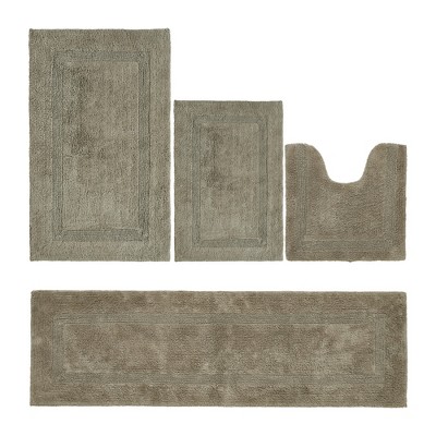 Lux Premium 100% Cotton Tufted Solid Reversible 4 Piece Bath Rug Set – Ultra-Soft, Water-Absorbent, Durable, Machine Washable Bathroom Rug