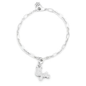 Slickblue Festive 0.25ct CZ Reindeer Charm Bracelet for Women, Rhodium-Plated Holiday Accessory, 7.5" Length - 1 of 3