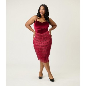 Unique Vintage Women's Plus Fringe Pencil Dress - 1 of 4