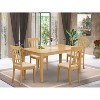 5-Piece Natural Oak Finish Solid Wood Top - Dining Room Set - Seats 4 - 2 of 4