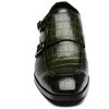 Santimon Mens Double Monk Strap Slip on Loafer Leather Formal Business Casual Dress Shoes Green - 4 of 4
