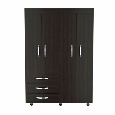 NicBex Armoire Wardrobe Closet Storage Cabinet with Doors & Open Shelves & Drawer for Bedroom, Black