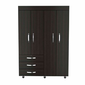 NicBex Armoire Wardrobe Closet Storage Cabinet with Doors & Open Shelves & Drawer for Bedroom, Black - 1 of 4