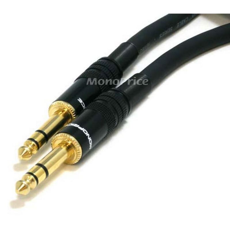 Monoprice Premier Series 1/4 Inch (TRS) Male to Male Cable Cord - 15 Feet - Black | 16AWG (Gold Plated), 2 of 4