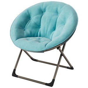Comfy Oversized Saucer Chair for Adults, Soft Faux Fur Plush Folding Moon Chair, Metal Frame Reading Lounge Chair for Bedroom Living Room Dorm Office - 1 of 4