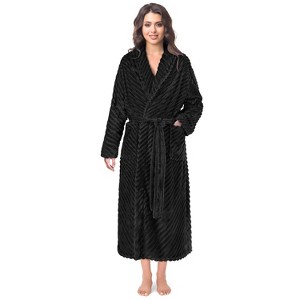 PAVILIA Super Soft Womens Robe, Fluffy Plush Fuzzy Cozy House Shower Bathrobe, Ribbed Striped Warm Fleece Long Robe for Women - 1 of 4