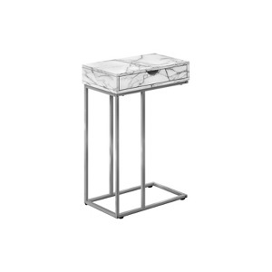 FONTOI C-shaped Side Table with Storage Drawer, Bedside Table with Marble Pattern, Snack Stand for Living Room, Bedroom, White, 9.45"*24"*15.75" - 1 of 4