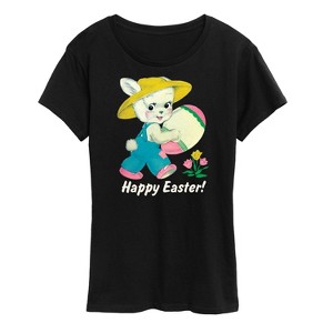 Women's - Instant Message - Vintage Happy Easter Short Sleeve Graphic T-Shirt - 1 of 4