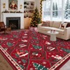 Christmas Rug Washable Rug for Living Room, Santa Reindeer Printed Carpet - 4 of 4