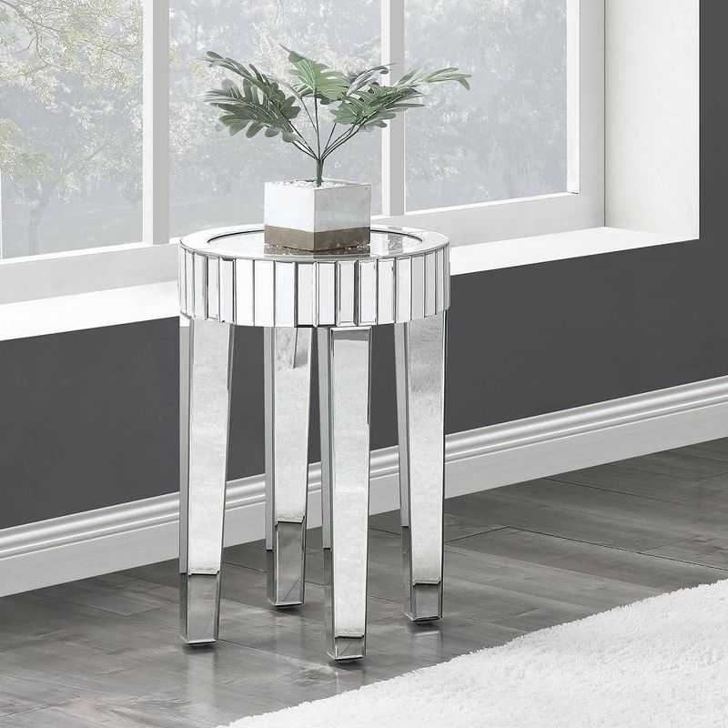 16&#34; Ornat Mirrored Accent Table Faux Diamonds - Acme Furniture, 1 of 10