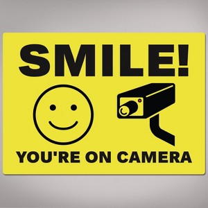 Avery Smile You're on Camera Video Surveillance Labels, Waterproof, UV Resistant, Preprinted, 3.5" X 5", 8 Labels - 1 of 4