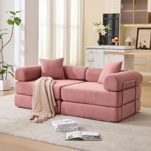 Sapphtopaz 73" Couches for Living Room 2-in-1 Convertible Sofa Bed with Removable Armrests Mattress Sofa with 2 Pillows Sleeper Sofa for Bedroom - 1 of 4