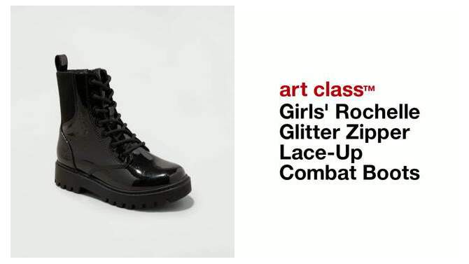 Girls' Rochelle Glitter Zipper Lace-Up Combat Boots - art class™, 2 of 11, play video