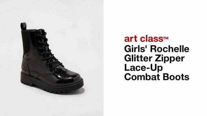 Girls' Rochelle Glitter Zipper Lace-Up Combat Boots - art class™, 2 of 11, play video