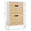 Natural Rattan Shoe Cabinet with 2 Flip Doors Drawer – 3-Tier Adjustable Shelf Entryway Storage, Saving Design ,for Hallway, Living Room - 2 of 4