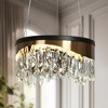 LNC Andrmela 1-Light  11.8" Glam Drum Mini Integraated LED Crystal Chandelier, Polished Gold and Matte Black with Crystal - 2 of 4