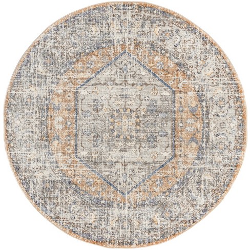 Nuloom Jacquie Vintage Floral Area Rug, Round 6', Peach : Target