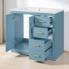 36" Indigo Bathroom Vanity with Sink – Solid Wood Frame, 3 Drawers, 2 Doors, Ceramic Basin, Soft-Close Hardware, Storage Cabinet - 4 of 4
