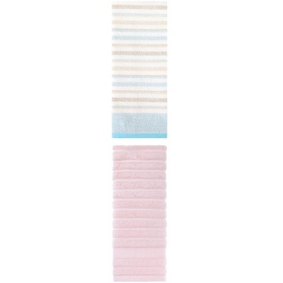 REGALWOVEN Striped Pattern Decorative Cotton Bathroom Hand Towels 14" x 30"/13" x 27" 2 Pcs