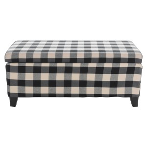 Christopher Knight Home Breanna Storage Ottoman Black Checkerboard: Upholstered Teen Room Bench, 250lb Capacity - 1 of 4