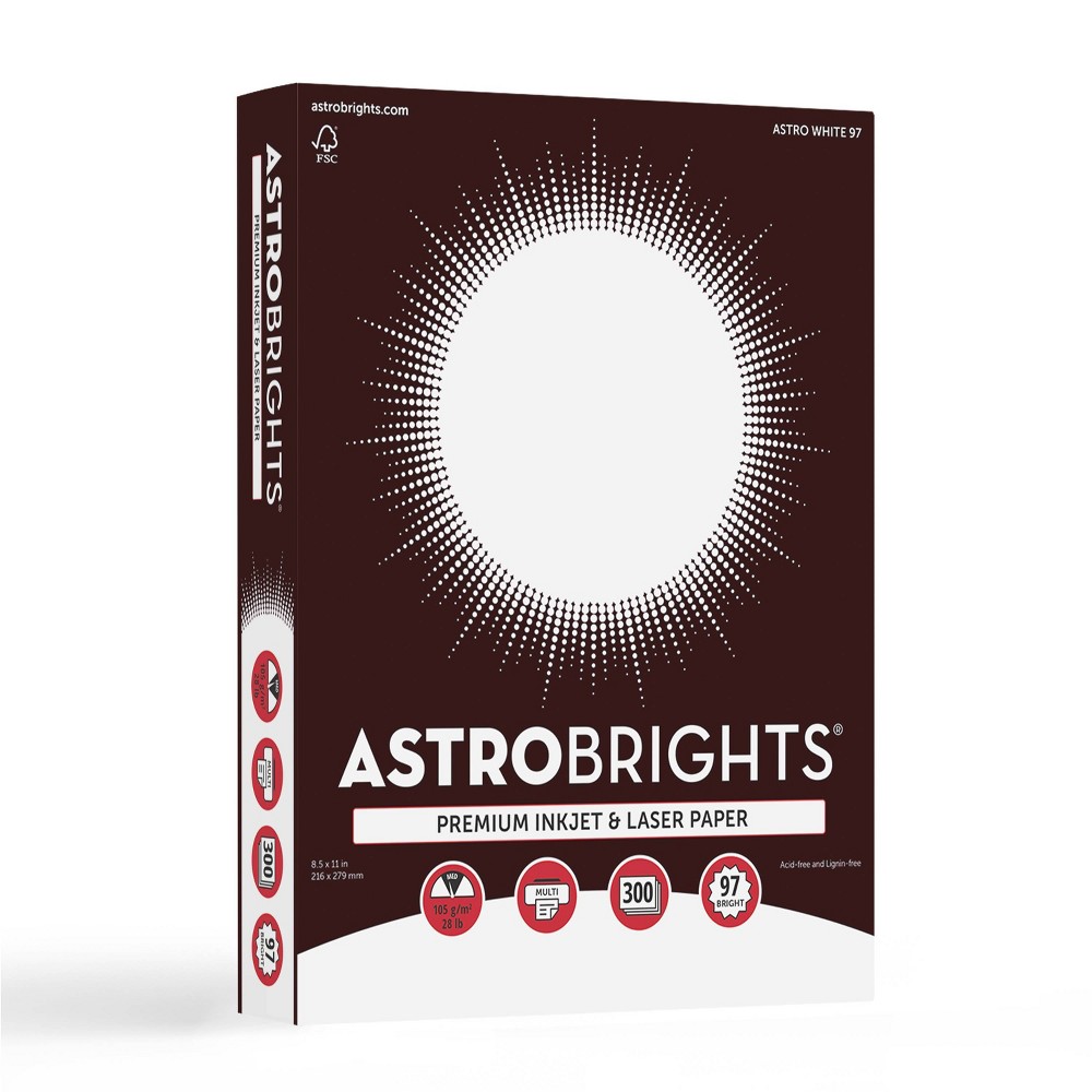 Photos - Office Paper Astrobrights 8.5" x 11" Printer & Copy Paper, 300 Sheets, 28lb - Astro Whi
