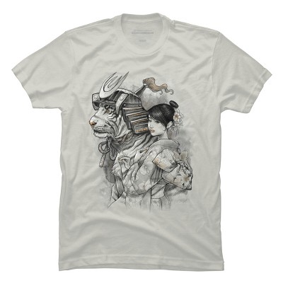 Men's Design By Humans Samurai Tiger By T-Shirt
