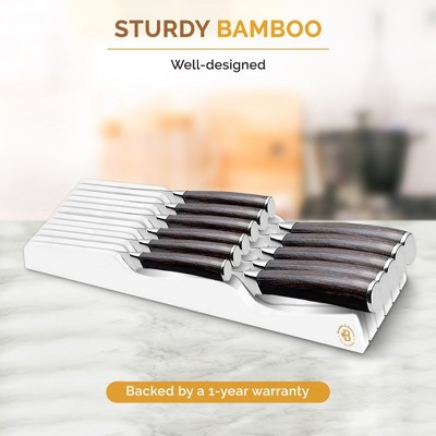 Bambusi In-Drawer Knife Block - Organizes Up to 16 Knives (White)