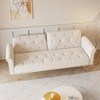 69.7 Inch Sofa Bed With Nailhead Trim Modern Velvet Upholstered Sofa Bed With Throw Pillow For Living Room Office Bedroom - 2 of 4