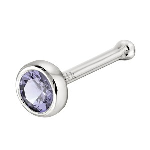 Jewelry Avalanche 22G 14K Gold Bezel-set Tanzanite Ball-end Nose Stud - 1 of 3
