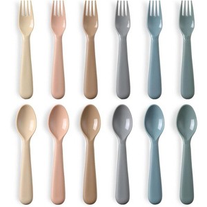 BRINJOY 12-Piece Toddler Utensil Set - BPA-Free Plastic Fork & Spoon Set for Kids, Dishwasher Safe, 6.2 inch Child-Friendly Tableware - 1 of 4