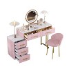 NicBex 55" Velvet Makeup Vanity with Chair,Vanity Desk with 5 Drawers, Marble Top Vanity Table,Dressing Table with Left/Right Adjustable Storage - 2 of 4