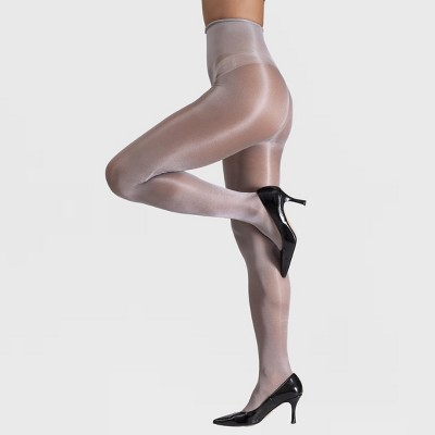 LECHERY Women's Lustrous Silky Shiny 20 Denier Sheer High-Waisted No Waistband Nylons Pantyhose Tights Stockings (1 Pair)