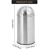18 Gallon Trash Can, Stainless Steel , High-Capacity Hands Free Garbage Can Heavy Duty Brushed for Home Kitchen Bathroom Bedroom Office - 2 of 4