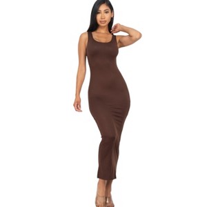 Slickblue Women's Solid Maxi Dress, Sleeveless Stretch Jersey Fabric, Casual Fit, Multi Colors Options, Size S-L - 1 of 4