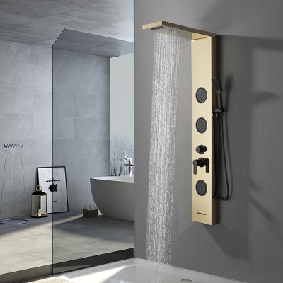 Black Gold Thermostatic Shower Panel with Body Jets