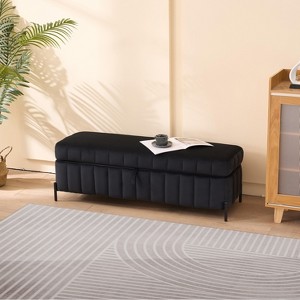 Hrinhom 49.2" W Upholstered Velvet Storage Soft Bench with Metal Legs - 1 of 4