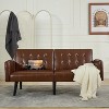TYBOATLE 65" Convertible Faux Leather Futon Sofa Bed, Modern Upholstered Couch with USB, Folding Loveseat for Small Space, Apartment, Dorm, Office - 2 of 4