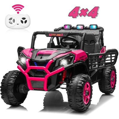 JOYRACER 24 Volt 4X4 Ride on Toys with 2 Seat, 600W Power UTV Car 4 Wheeler for Big Kids with Remote Control, Storage, 3 Speeds, Bluetooth Music