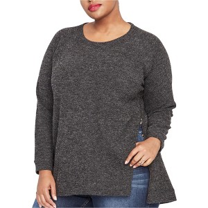 Rachel Roy Womens Side-Zip Knit Sweater, Grey, 3X - 1 of 1