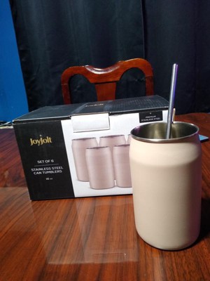 Joyjolt Stainless Steel Can Drinking Tumblers With Straws & Brush