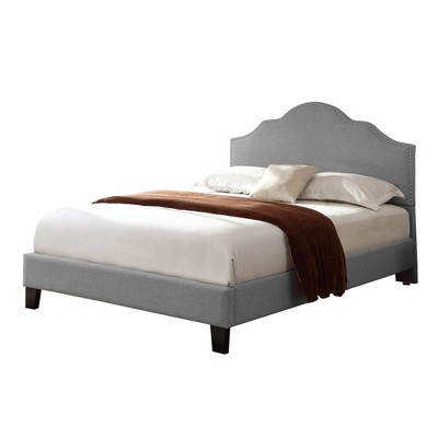 Wallace & Bay Kirby Upholstered Bed with Nailhead, Queen, Gray