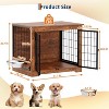 32" Rustic Brown Dog Crate Furniture, Dual-Door, Rotary Feeder Kennel - 3 of 4