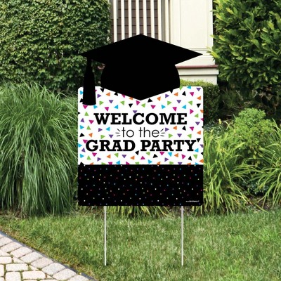 Big Dot of Happiness Hats Off Grad - Graduation Decorations - Graduation Party Welcome Yard Sign