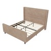 Merax Luxurious Corduroy Upholstered Bed Frame with Vertical Stripe Wingback Headboard - 2 of 4